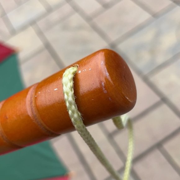 Vintage Conde Nast Portfolio Wooden Umbrella Green and Red - Picture 5 of 16